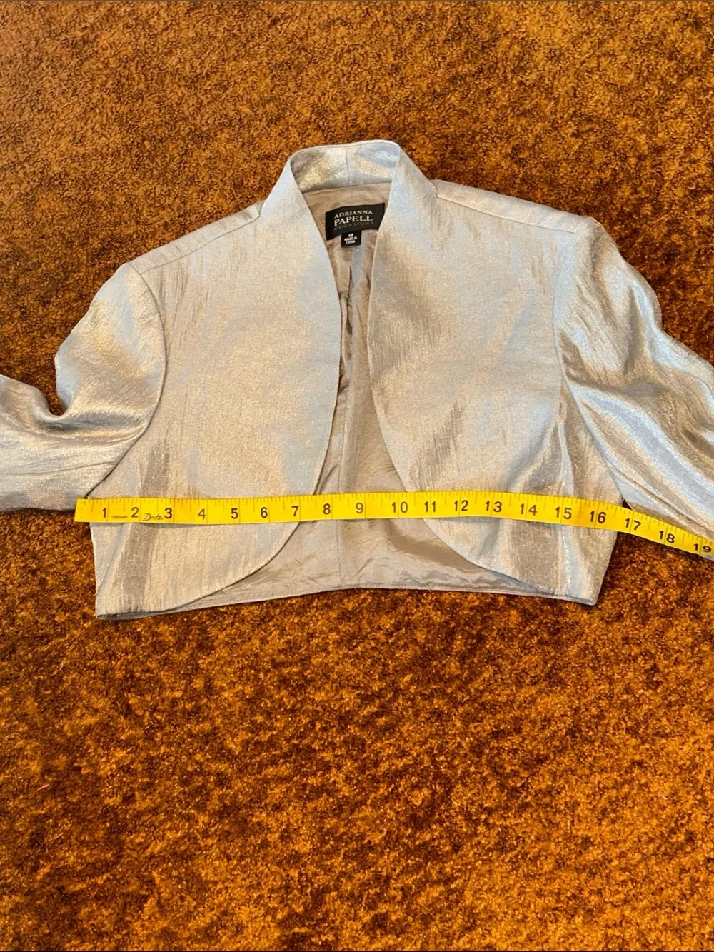 Adrianna Papell Silver Cropped Bolero Jacket - Picture 3 of 9